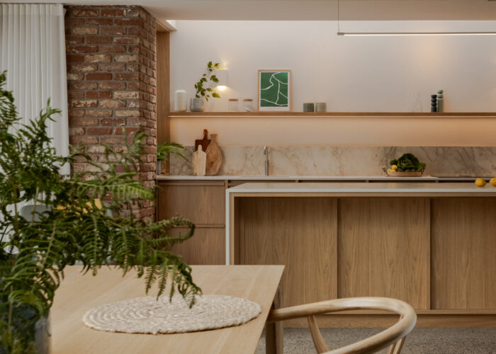 bespoke kitchen soft textures natural light warm timber tones bespoke joinery